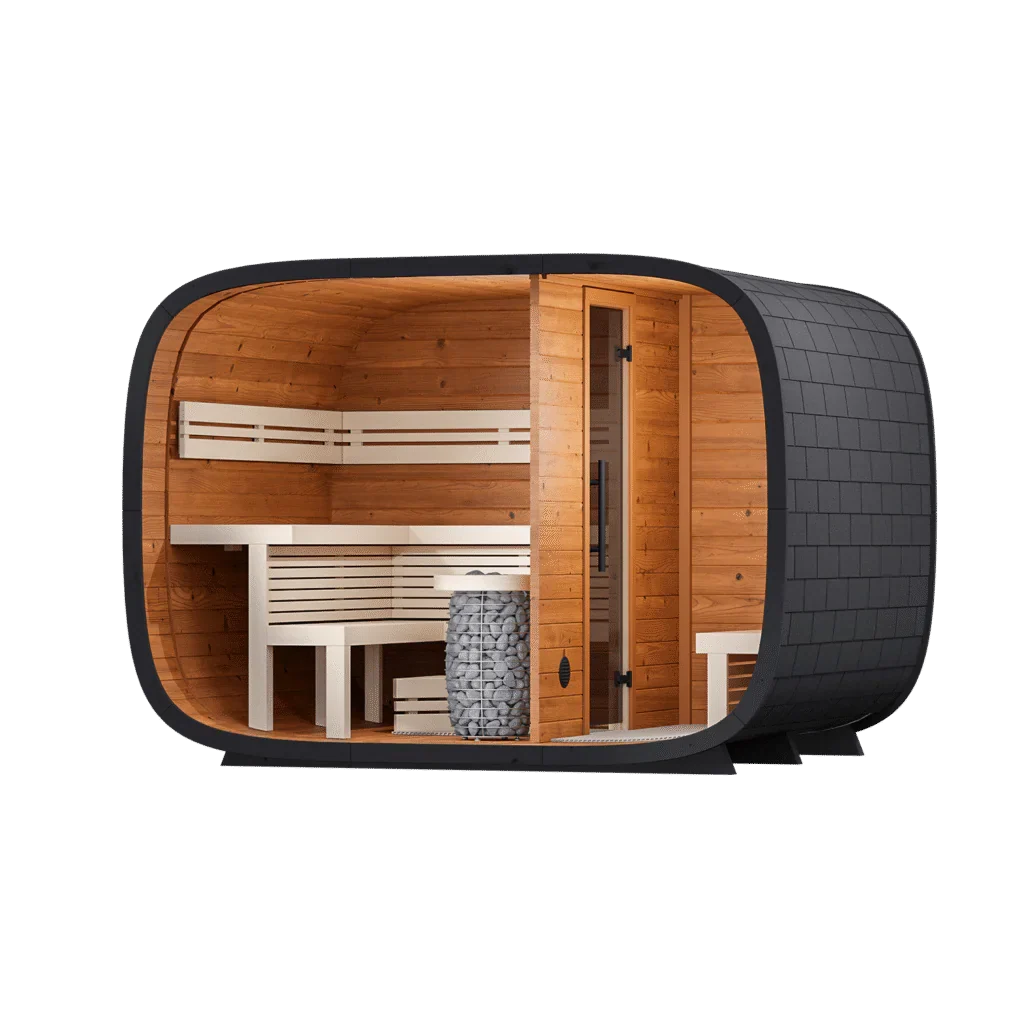 Leil Round Cube Double Outdoor Sauna Kit