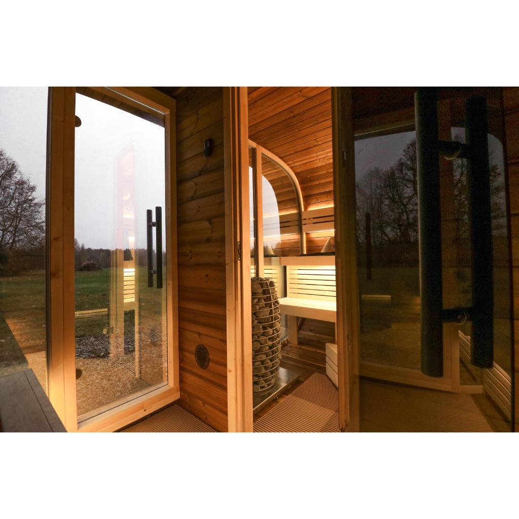 Leil Round Cube Double Outdoor Sauna Kit