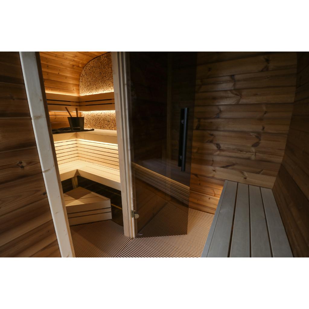 Leil Round Cube Double Outdoor Sauna Kit