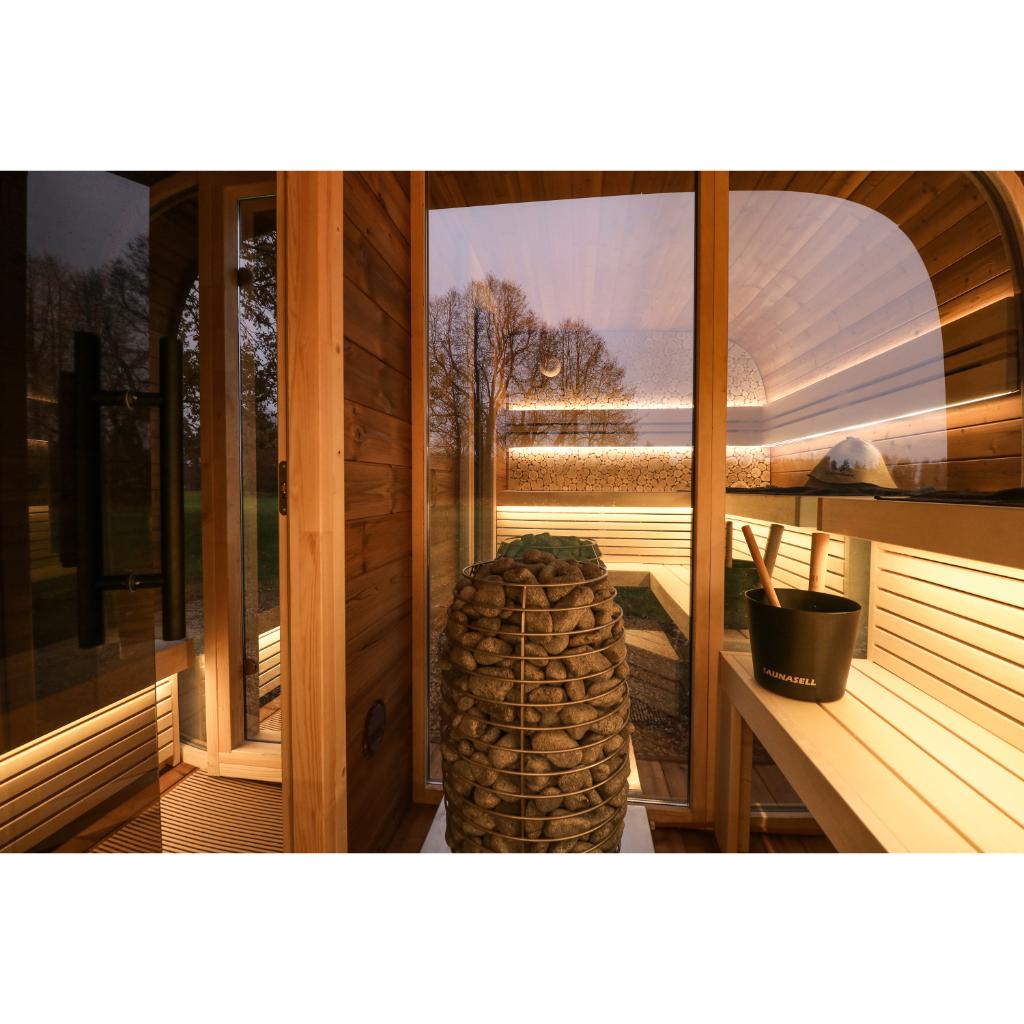 Leil Round Cube Double Outdoor Sauna Kit