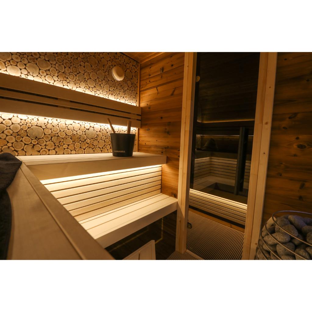 Leil Round Cube Double Outdoor Sauna Kit