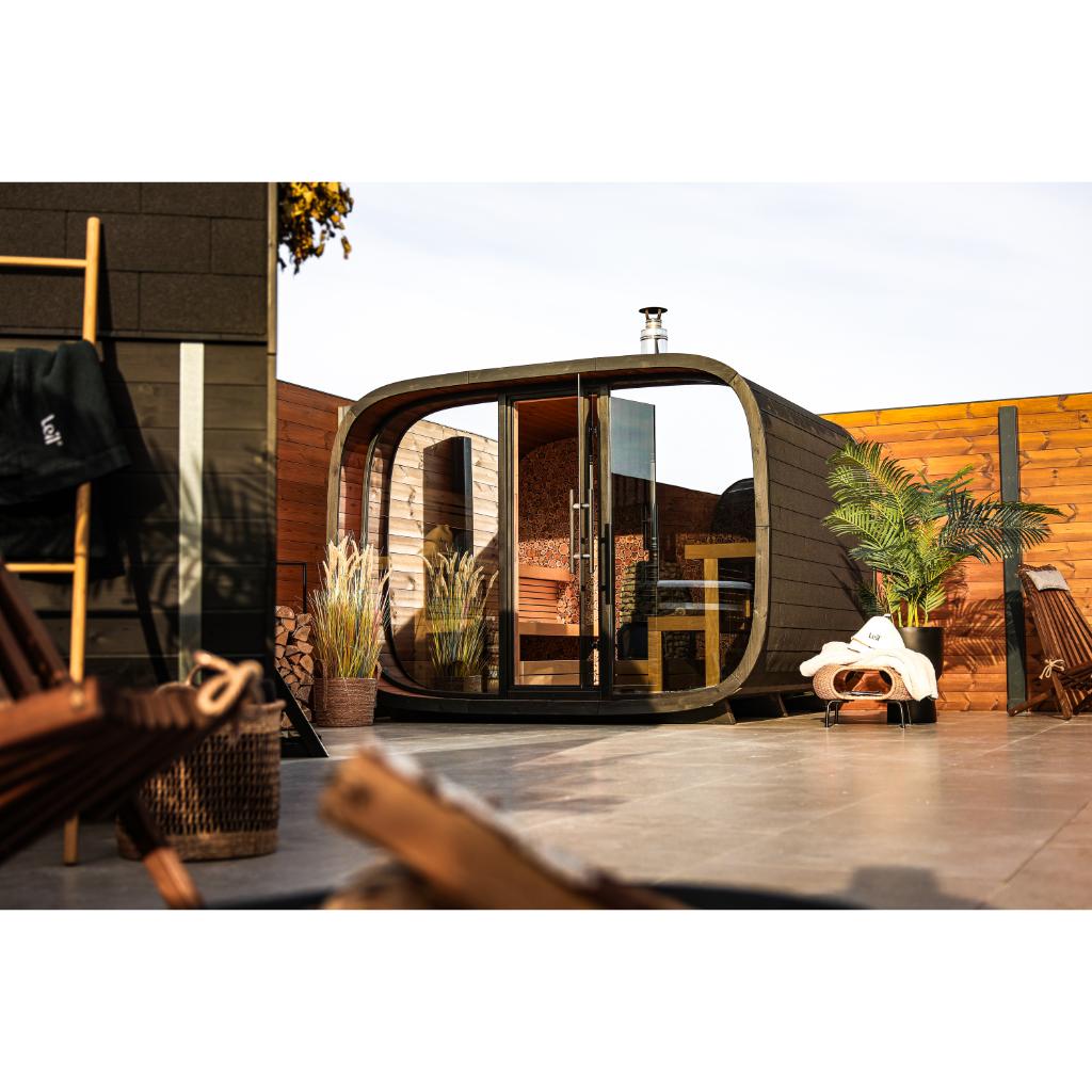 Leil Round Cube Single Outdoor Sauna Kit