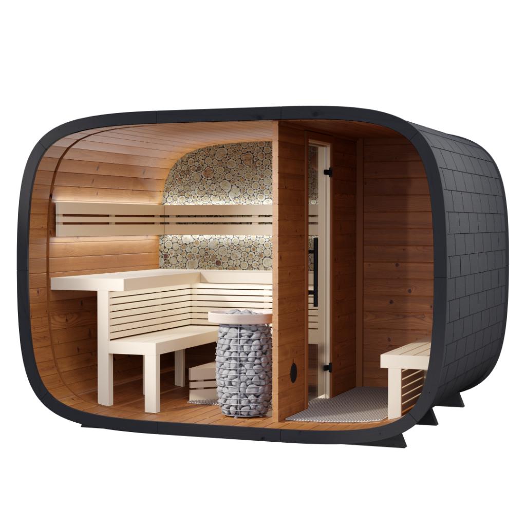 Leil Round Cube Double Outdoor Sauna Kit
