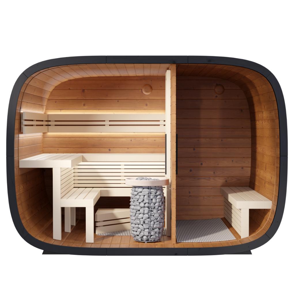 Leil Round Cube Double Outdoor Sauna Kit