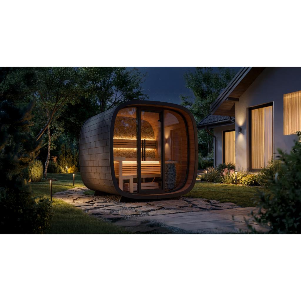 Leil Round Cube Mini Outdoor Sauna Kit