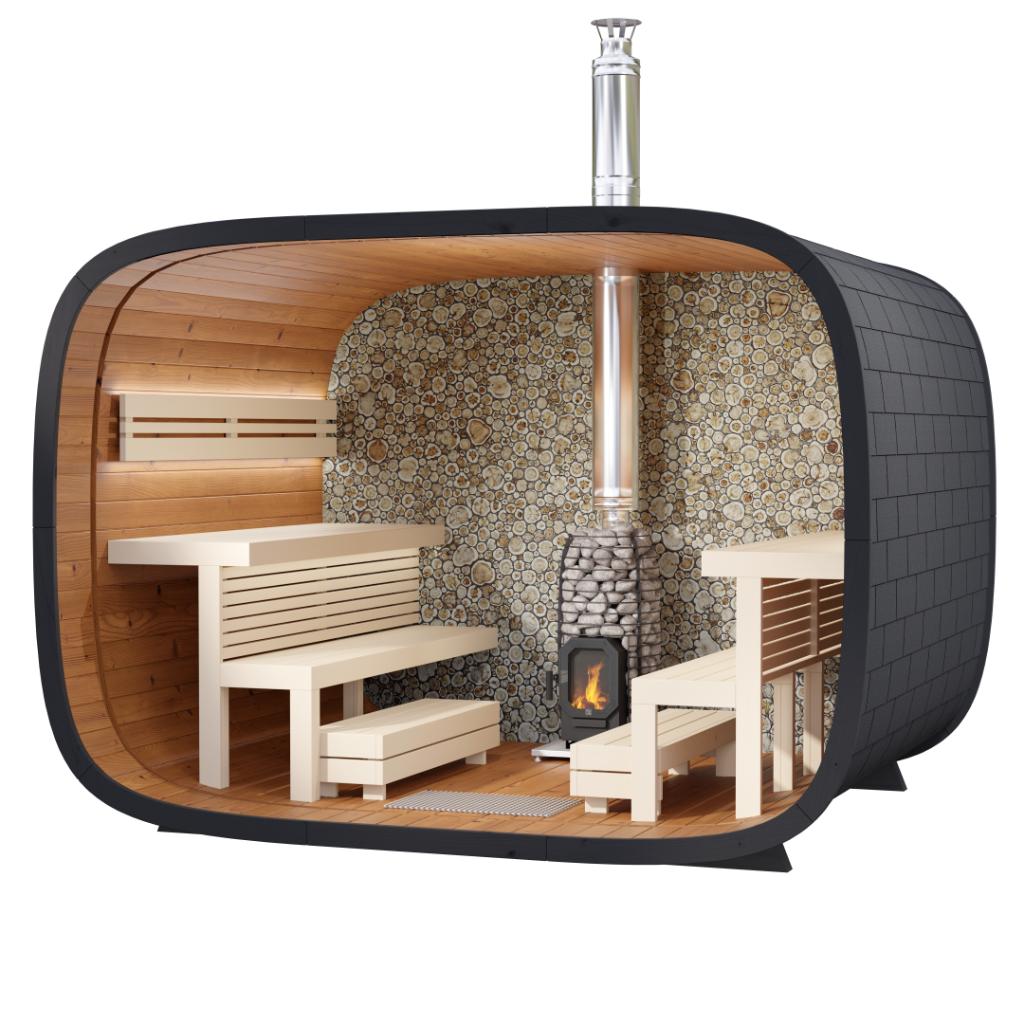 Leil Round Cube Single Outdoor Sauna Kit