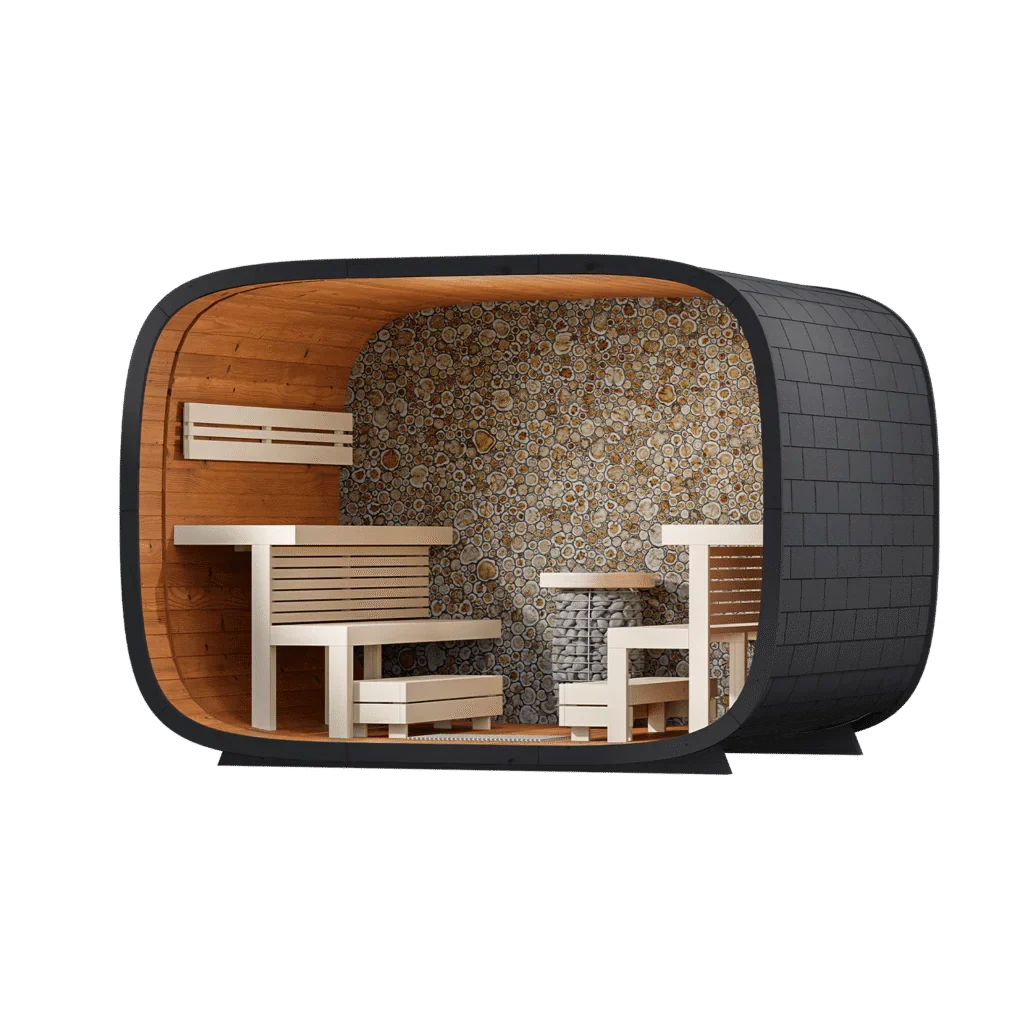Leil Round Cube Single Outdoor Sauna Kit