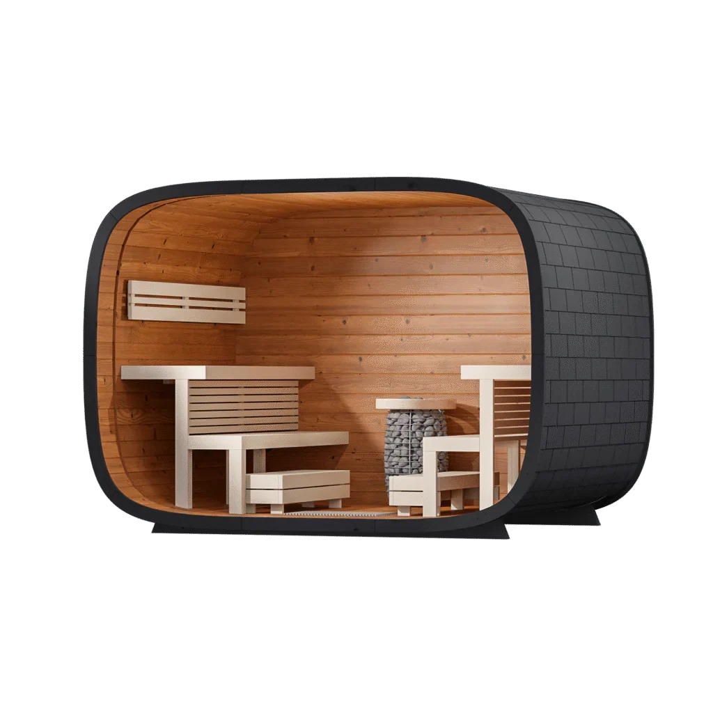 Leil Round Cube Single Outdoor Sauna Kit